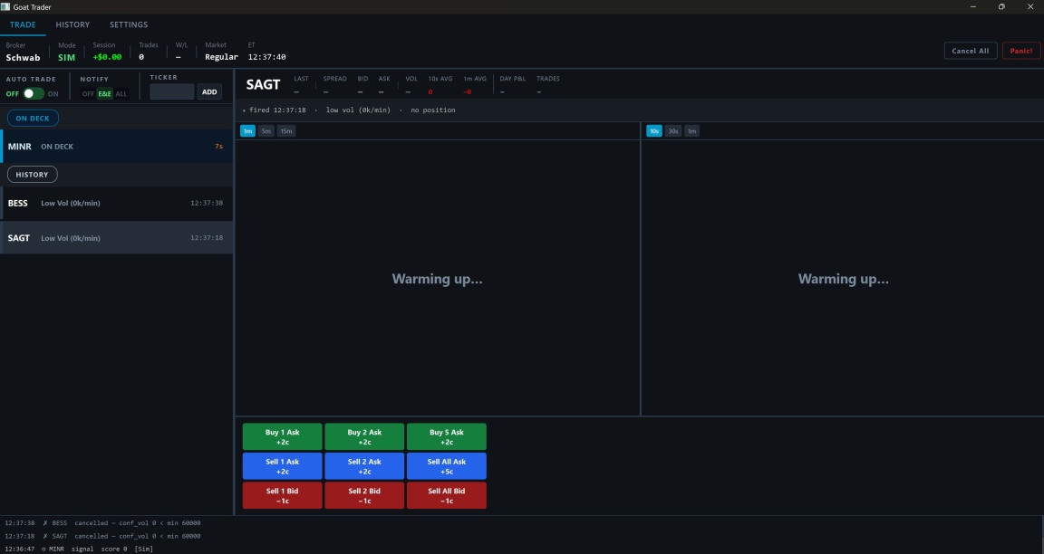 automated trading dashboard dark placeholder